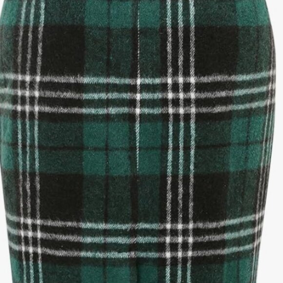 IDEALSANXUN Midi Plaid Skirts for Women 2024 Fall Winter Knee Length Pencil Wool - Picture 2 of 5